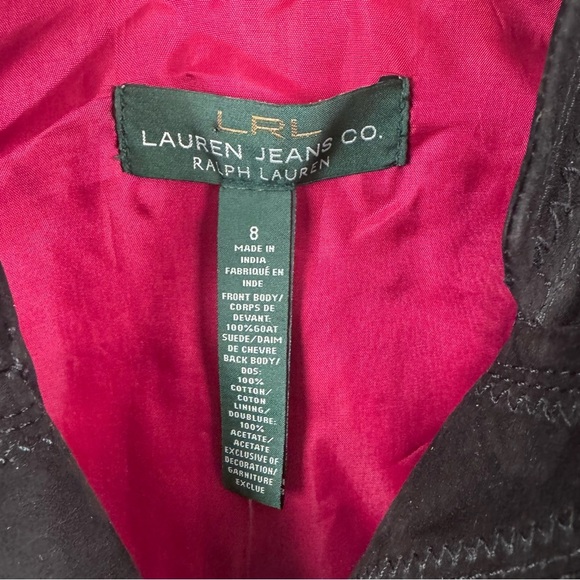 Ralph Lauren Black Suede Button Down Vest Size 8 - Picture 2 of 7